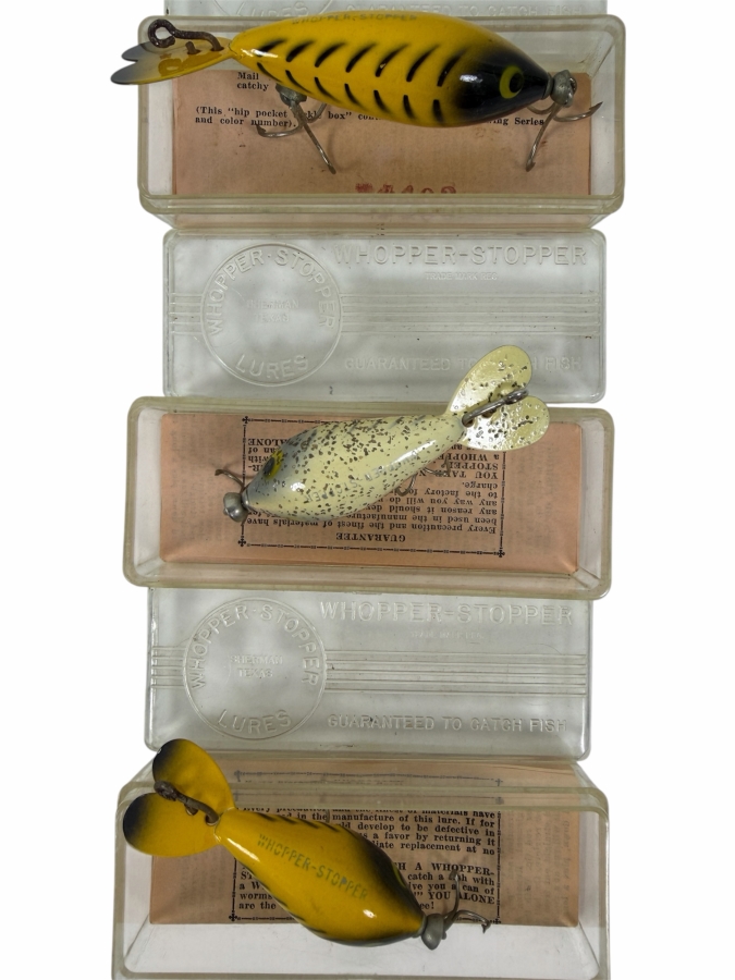 Just Added - (3) Vintage New Whopper-Stopper Fishing Lures In Original Packaging