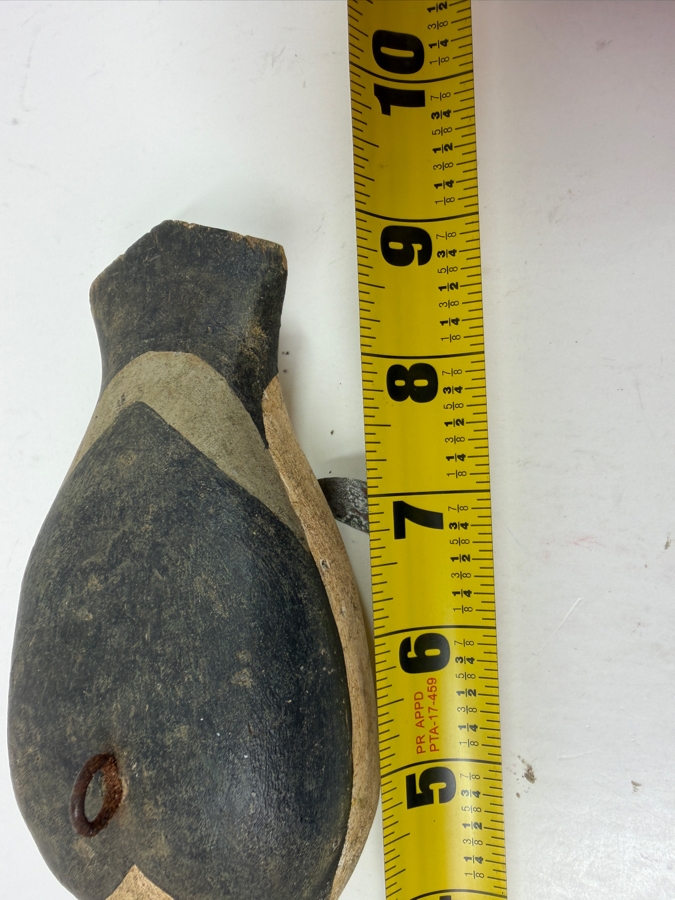 Just Added - Antique Folk Art Hand Painted Carved Wooden Duck Fishing Decoy For Darkhouse Ice Fishing Spearfishing 9L [Photo 7]