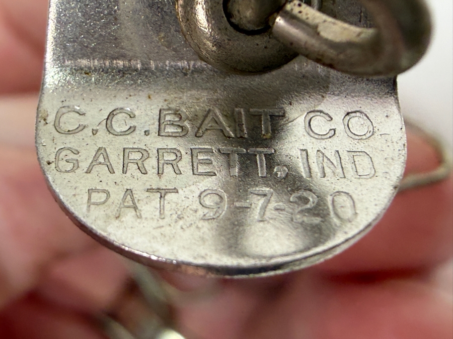 Just Added - Antique C. C. Bait Co (Creek Chub Bait Company) Wooden Fishing Lure With Jointed Body 1920 Patent Date 5'L  [Photo 3]