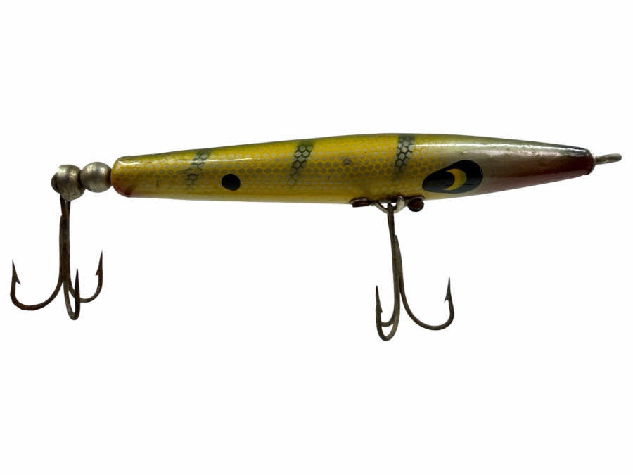 Just Added - Vintage Smithwick Yellow Devil's Horse Toothpick Wooden Fishing Lure 4.75L