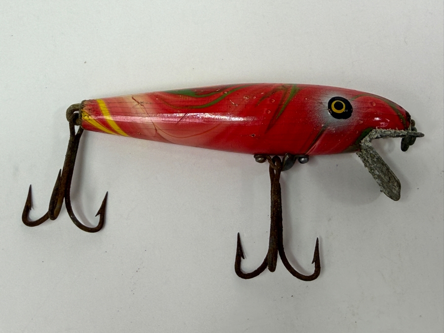 Just Added - Vintage Pflueger Pal-O-Mine (Palomine) 'Rainbow' / 'Scramble' Color Wooden Fishing Lure 3.5L [Photo 4]