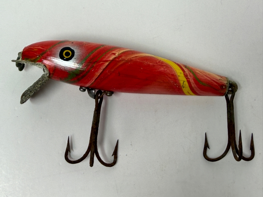 Just Added - Vintage Pflueger Pal-O-Mine (Palomine) 'Rainbow' / 'Scramble' Color Wooden Fishing Lure 3.5L [Photo 2]