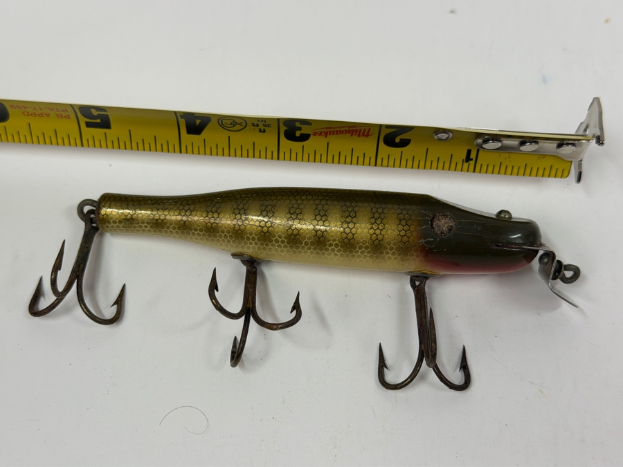 Just Added - Antique C. C. Bait Co (Creek Chub Bait Company) Wooden Fishing Lure Pikie Minnow 1920 Patent Date 5'L [Photo 10]