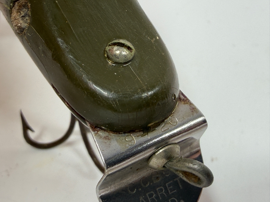 Just Added - Antique C. C. Bait Co (Creek Chub Bait Company) Wooden Fishing Lure Pikie Minnow 1920 Patent Date 5'L [Photo 8]