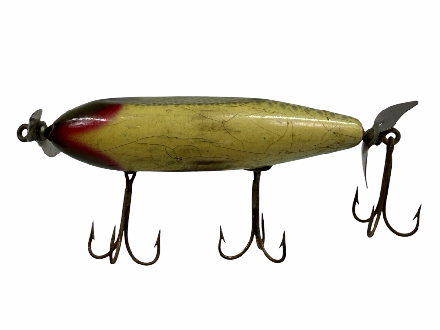 Just Added - Vintage Wounded Minnow Wooden Fishing Lure With Spinning Propellers 4L