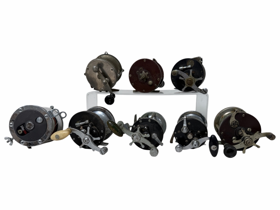 Just Added - (8) Vintage Salt Water Fishing Reels Including Brands Like Penn, Ocean City, Pflueger, 4 Brothers And Daiwa