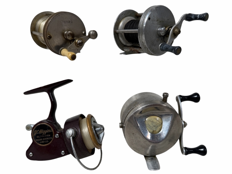 Just Added - (4) Vintage Fishing Reels: (1) Zebco Model 11, (1) J. C. Higgins, (1) 4 Brothers And (1) Bronson Mercury