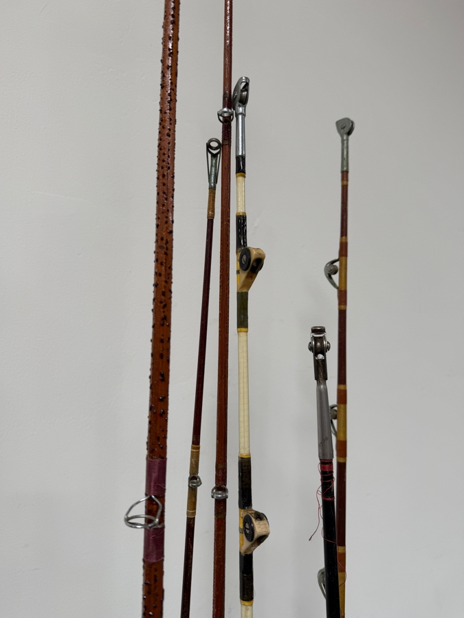 Just Added - Large Collection Of Vintage Fishing Rods Of Various Sizes And Makes With Wooden Fishing Pole Rack 40'W - See Photos [Photo 9]