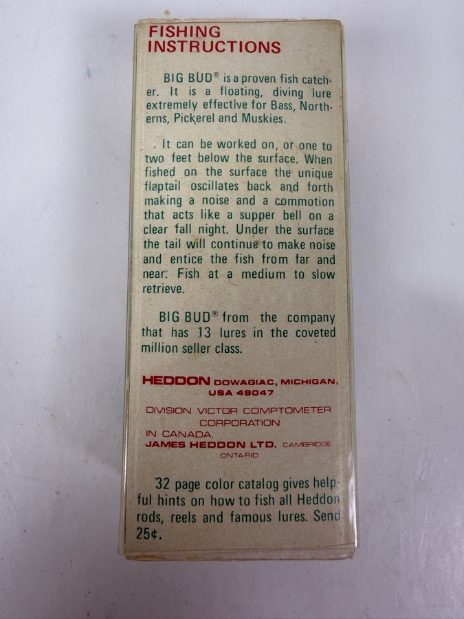Just Added - Vintage New Old Stock Heddon Big Bud Fishing Lure With Original Box [Photo 5]