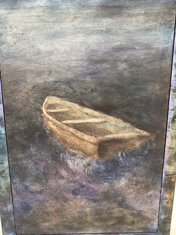 Just Added - Gerrit Greve (1948-2024, Cardiff by the Sea, CA) Original Acrylic Painting On Canvas Titled 'Adrift #2' Signed Lower Right and Verso Dated 1993 Measures 24' X 36' With Handmade Matching Frame 28.5' X 40.5' Estimate $1,300 - $1,600 [Photo 2]