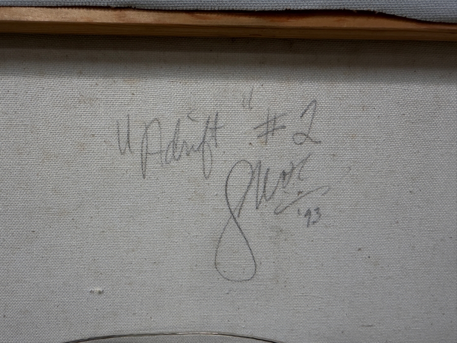 Just Added - Gerrit Greve (1948-2024, Cardiff by the Sea, CA) Original Acrylic Painting On Canvas Titled 'Adrift #2' Signed Lower Right and Verso Dated 1993 Measures 24' X 36' With Handmade Matching Frame 28.5' X 40.5' Estimate $1,300 - $1,600 [Photo 12]