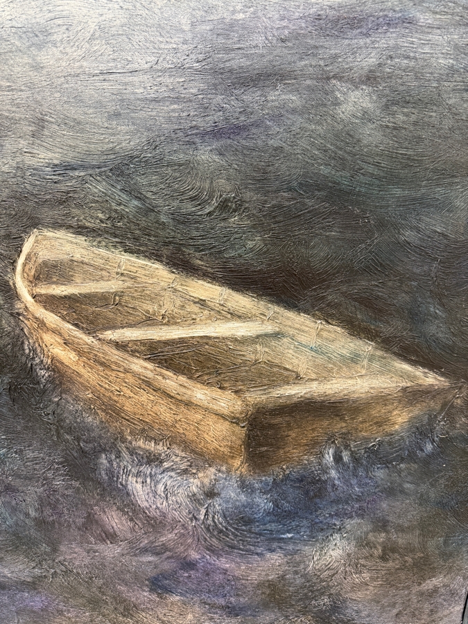 Just Added - Gerrit Greve (1948-2024, Cardiff by the Sea, CA) Original Acrylic Painting On Canvas Titled 'Adrift #2' Signed Lower Right and Verso Dated 1993 Measures 24' X 36' With Handmade Matching Frame 28.5' X 40.5' Estimate $1,300 - $1,600 [Photo 3]