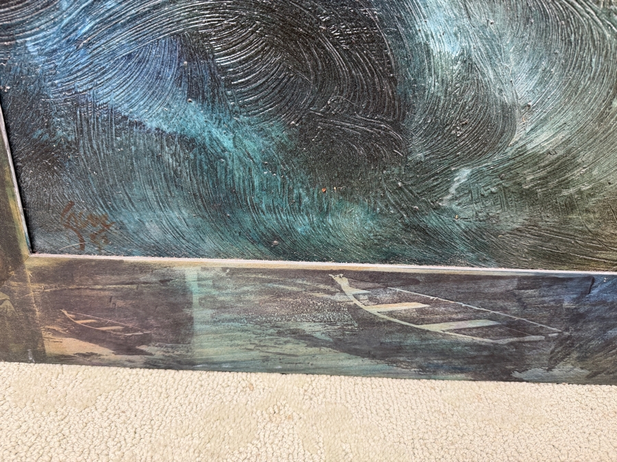 Just Added - Gerrit Greve (1948-2024, Cardiff by the Sea, CA) Original Acrylic Painting On Canvas Titled “Elegy #3: Inner Light” Matching Frame with Carbon Transfers Signed Lower Left And Verso Dated 1998 40” X 48” Framed: 46.5” x 54.5” Retails $6,000 [Photo 8]