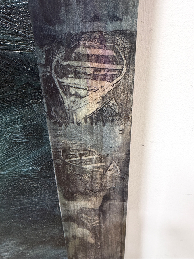 Just Added - Gerrit Greve (1948-2024, Cardiff by the Sea, CA) Original Acrylic Painting On Canvas Titled “Elegy #3: Inner Light” Matching Frame with Carbon Transfers Signed Lower Left And Verso Dated 1998 40” X 48” Framed: 46.5” x 54.5” Retails $6,000 [Photo 7]