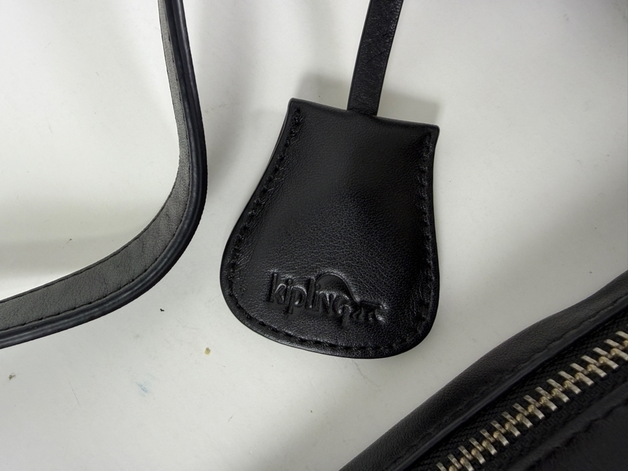 Black Leather Kipling Handbag 13'W x 9'H [Photo 2]