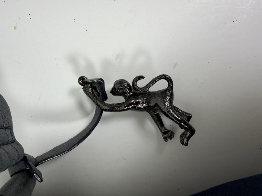 Navy Blue Kipling Hobo Bag With Monkey Charm 14'W x 12'H [Photo 2]