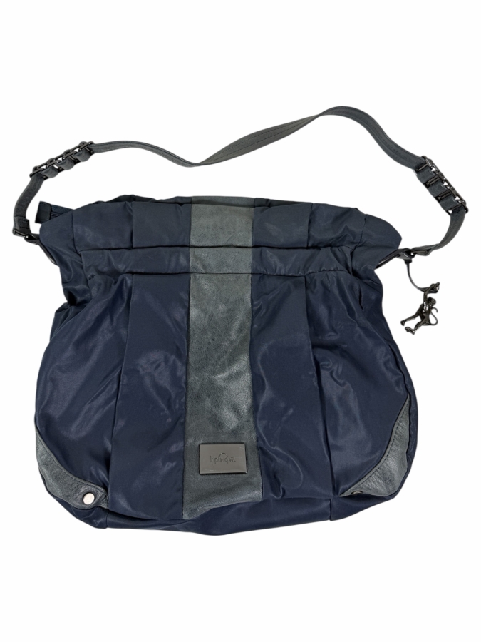 Navy Blue Kipling Hobo Bag With Monkey Charm 14'W x 12'H