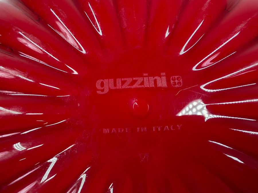 Guzzini Grace Red And White Striped Serving Bowl With Red Serving Utensils Made In Italy 10W X 4H [Photo 6]