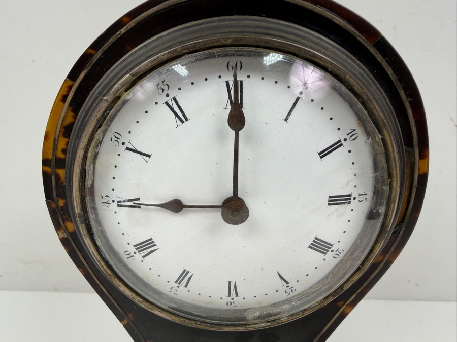 Antique Tortoiseshell And Sterling Balloon Mantle Clock - Needs Servicing 9'H X 5'W [Photo 3]
