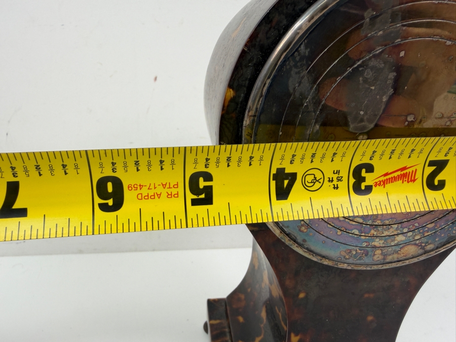 Antique Tortoiseshell And Sterling Balloon Mantle Clock - Needs Servicing 9'H X 5'W [Photo 16]