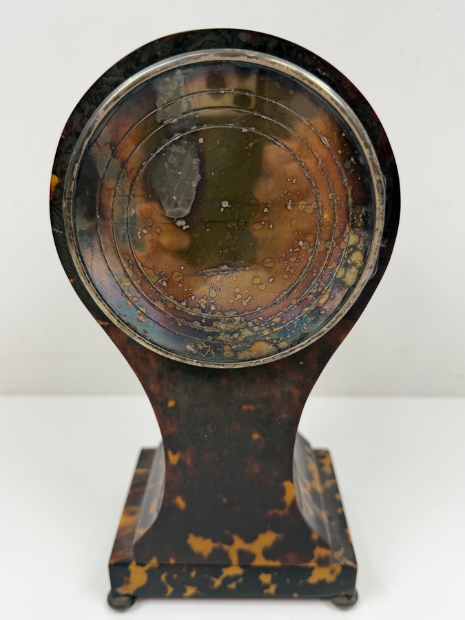 Antique Tortoiseshell And Sterling Balloon Mantle Clock - Needs Servicing 9'H X 5'W [Photo 6]