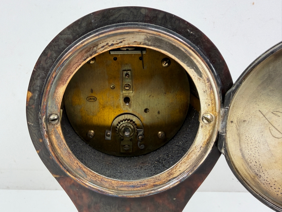 Antique Tortoiseshell And Sterling Balloon Mantle Clock - Needs Servicing 9'H X 5'W [Photo 12]