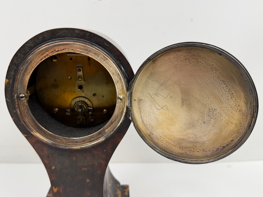 Antique Tortoiseshell And Sterling Balloon Mantle Clock - Needs Servicing 9'H X 5'W [Photo 9]