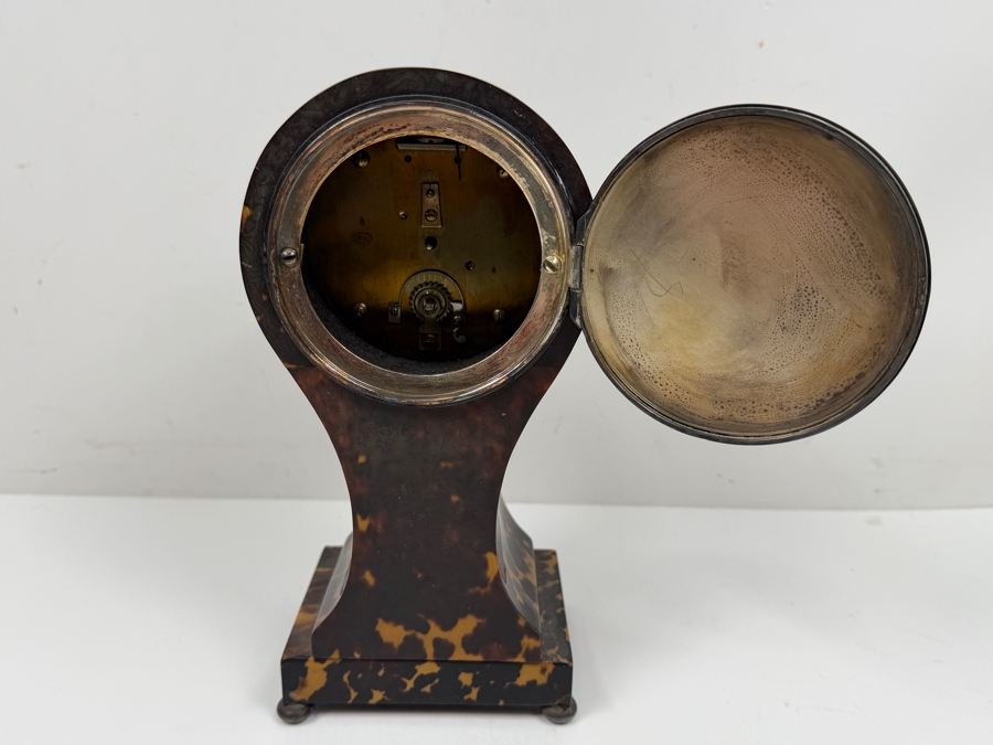 Antique Tortoiseshell And Sterling Balloon Mantle Clock - Needs Servicing 9'H X 5'W [Photo 8]