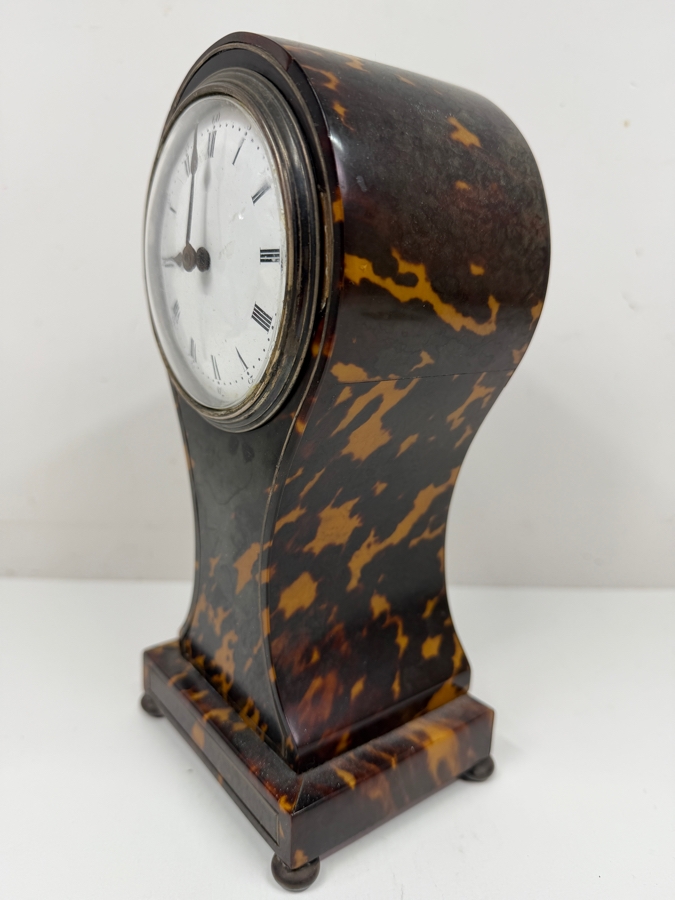 Antique Tortoiseshell And Sterling Balloon Mantle Clock - Needs Servicing 9'H X 5'W [Photo 5]