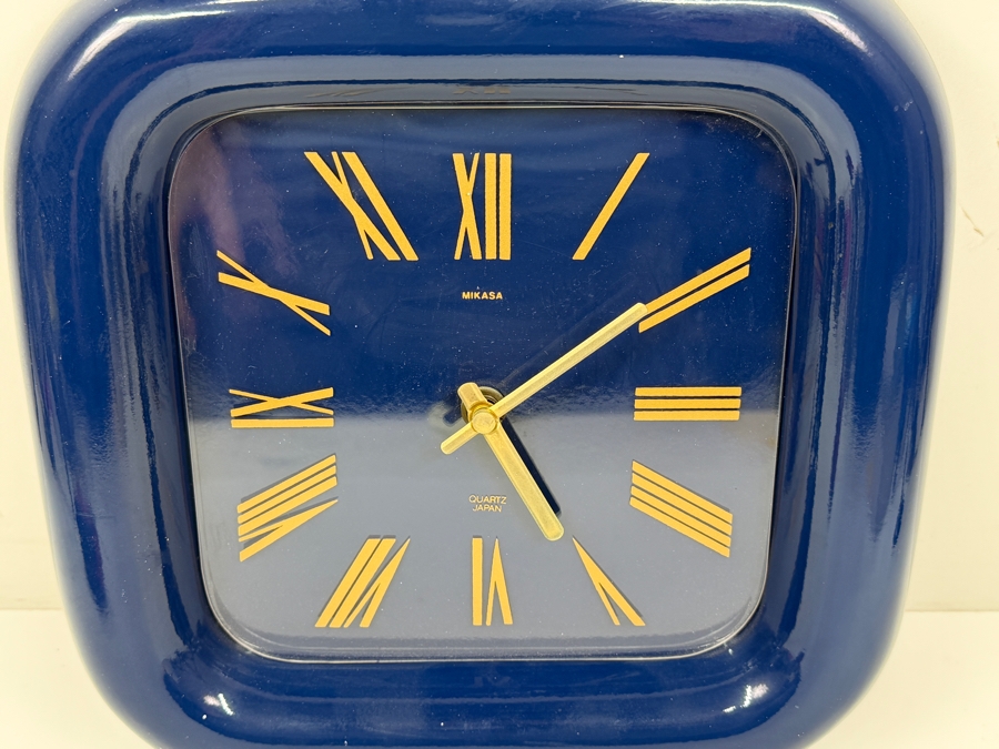 Vintage Laslo For Mikasa Japanese Quartz Wall Clock In Blue 10'W [Photo 2]