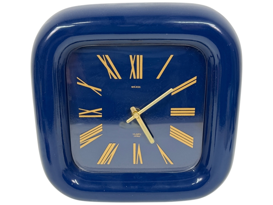 Vintage Laslo For Mikasa Japanese Quartz Wall Clock In Blue 10'W