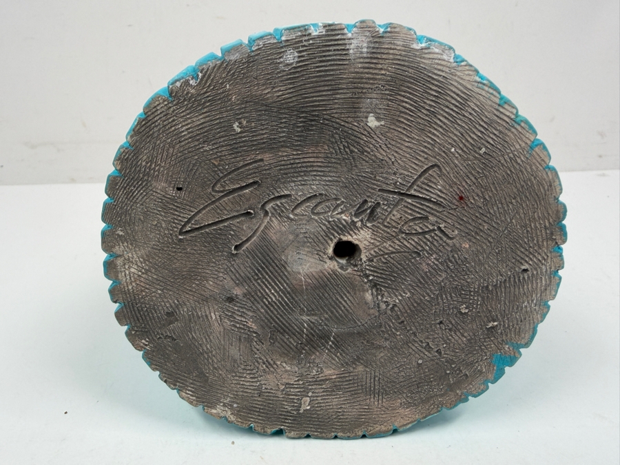 Handmade Signed Terracotta Folk Art Sculpture Of A Woman In Traditional Dress 7'H [Photo 4]