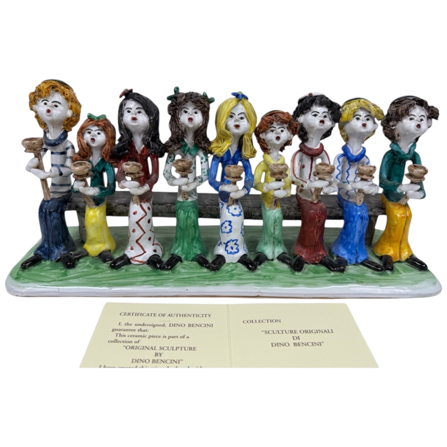 Original Signed Menorah Ceramic Sculpture By Dino Bencini With COA Made In Italy 14'W x 6'H [Photo 2]