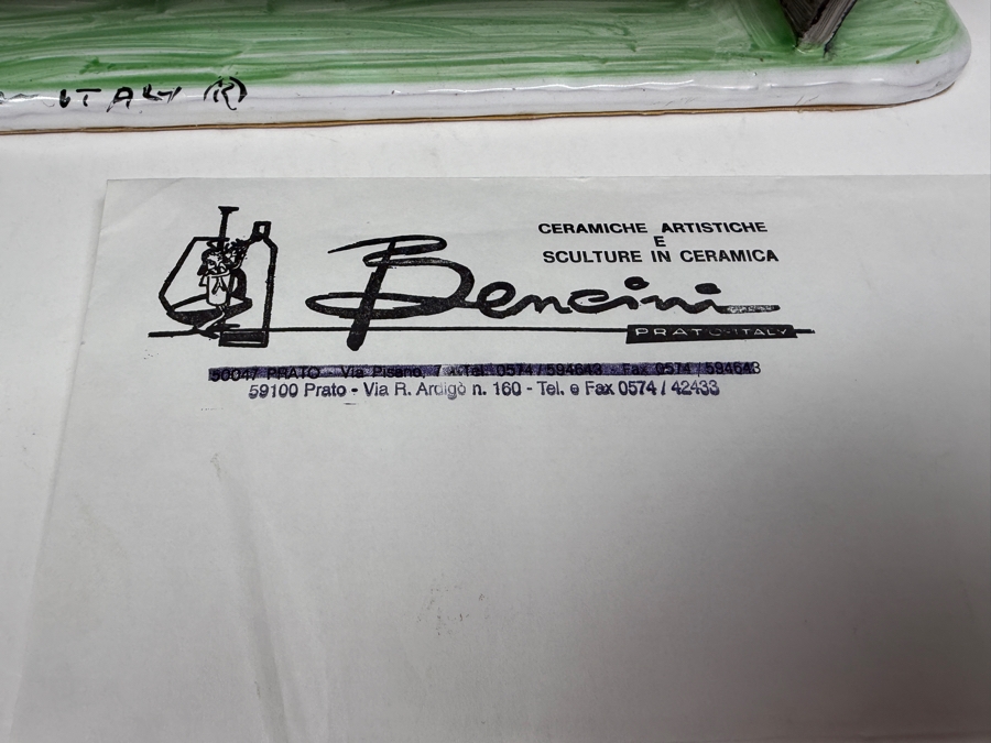 Original Signed Menorah Ceramic Sculpture By Dino Bencini With COA Made In Italy 14'W x 6'H [Photo 12]