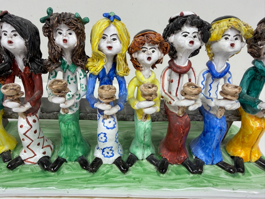 Original Signed Menorah Ceramic Sculpture By Dino Bencini With COA Made In Italy 14'W x 6'H [Photo 5]