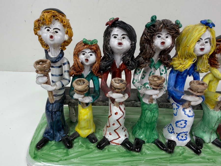 Original Signed Menorah Ceramic Sculpture By Dino Bencini With COA Made In Italy 14'W x 6'H [Photo 4]