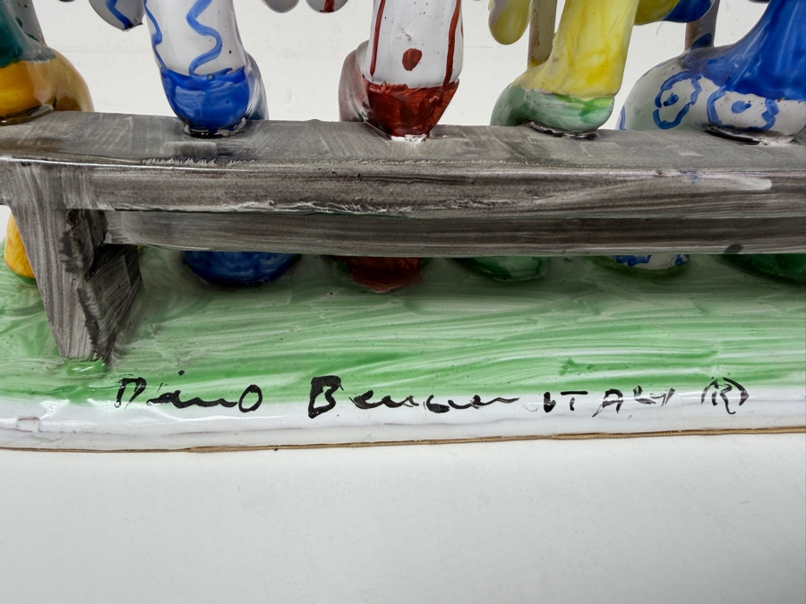 Original Signed Menorah Ceramic Sculpture By Dino Bencini With COA Made In Italy 14'W x 6'H [Photo 8]