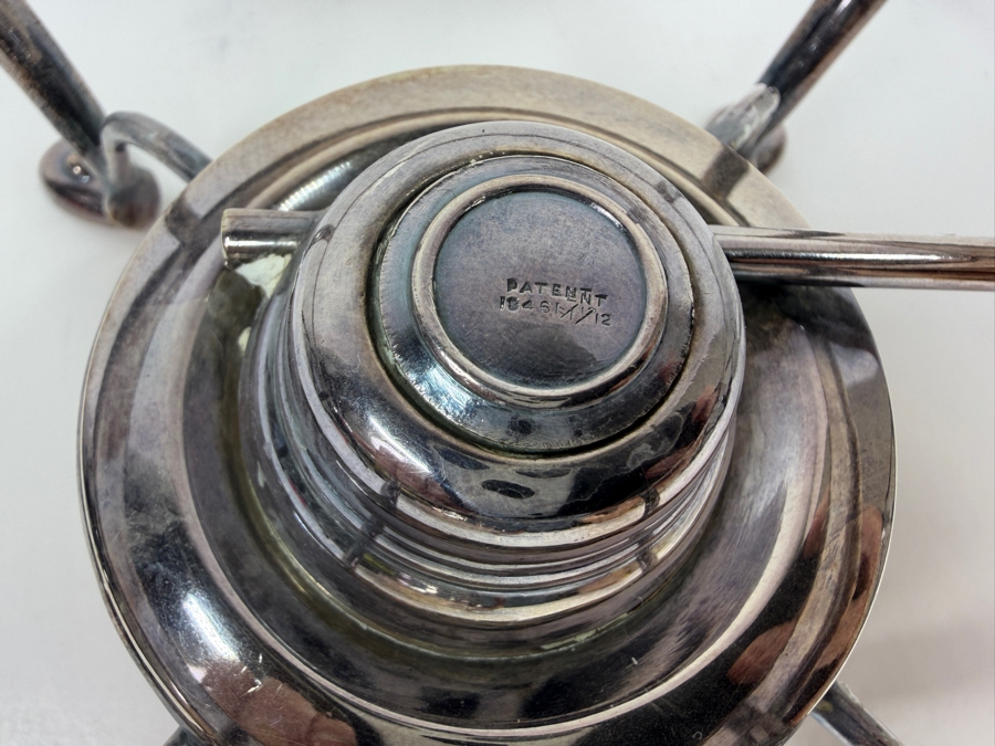 Antique Silver Plated Rowell Oxford Tea Kettle With Warmer Stand And Burner 12.5'H [Photo 7]