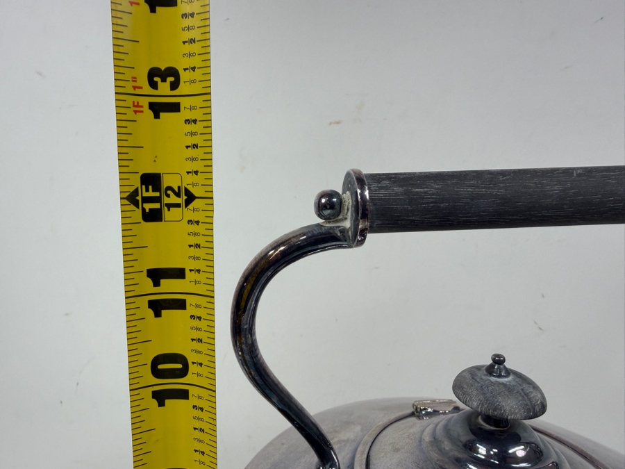 Antique Silver Plated Rowell Oxford Tea Kettle With Warmer Stand And Burner 12.5'H [Photo 8]