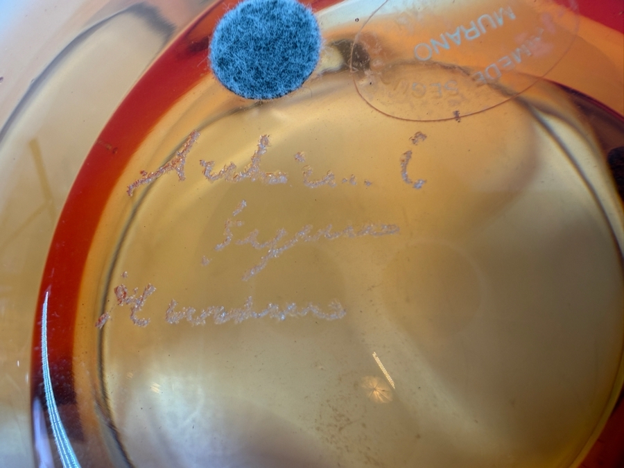 Archimede Seguso Signed Artistic Murano Glass Ashtray Mid Century Modern Italian Design Statement Piece 8'W X 3'H [Photo 8]