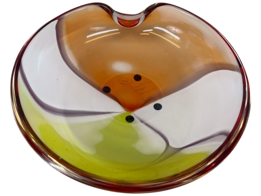 Archimede Seguso Signed Artistic Murano Glass Ashtray Mid Century Modern Italian Design Statement Piece 8'W X 3'H