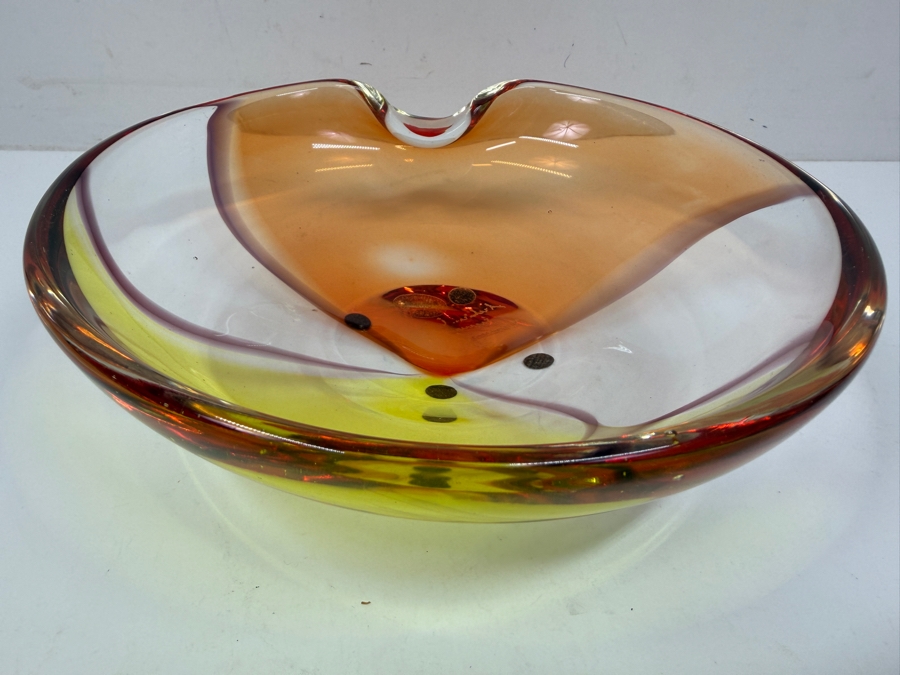 Archimede Seguso Signed Artistic Murano Glass Ashtray Mid Century Modern Italian Design Statement Piece 8'W X 3'H [Photo 3]