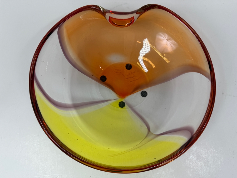 Archimede Seguso Signed Artistic Murano Glass Ashtray Mid Century Modern Italian Design Statement Piece 8'W X 3'H [Photo 2]