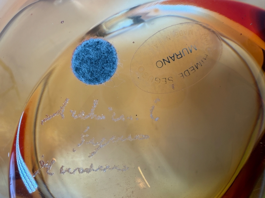 Archimede Seguso Signed Artistic Murano Glass Ashtray Mid Century Modern Italian Design Statement Piece 8'W X 3'H [Photo 6]