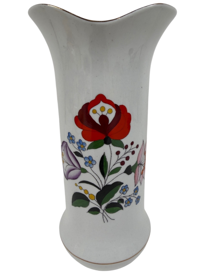 Vintage Hand-Painted Hungarian Porcelain Vase 8'H
