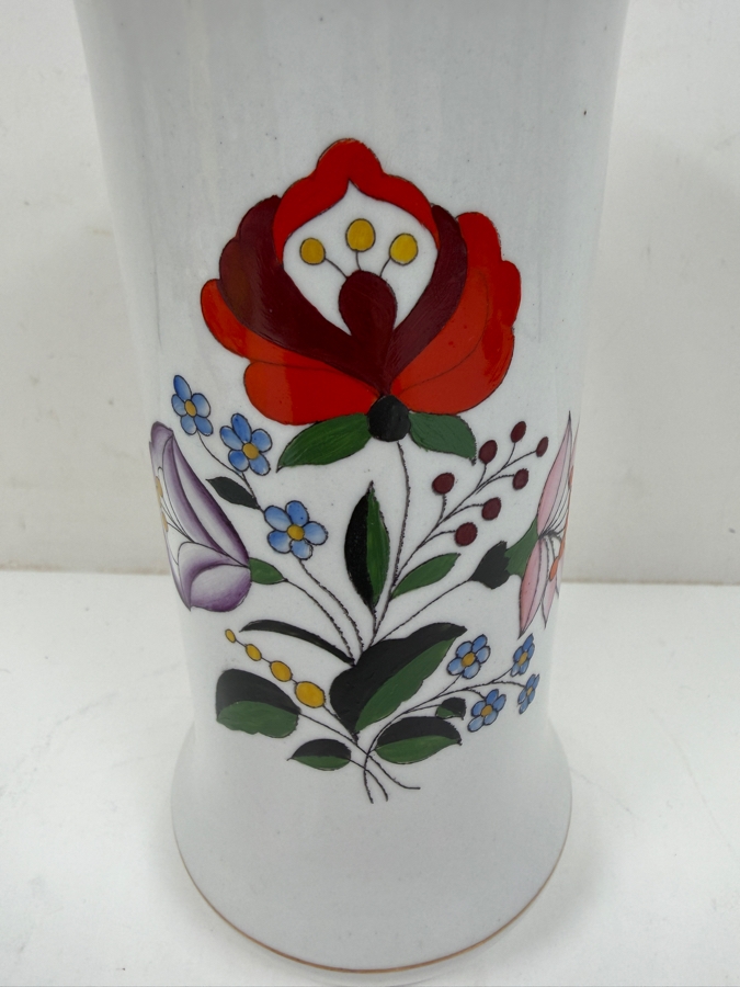 Vintage Hand-Painted Hungarian Porcelain Vase 8'H
 [Photo 2]