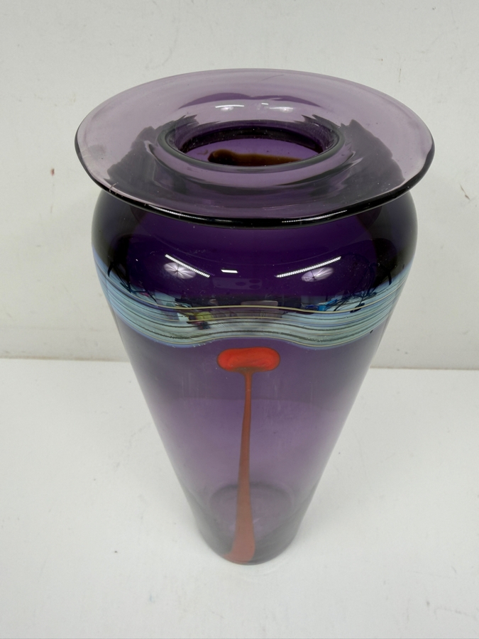 Robert Wynne Of Denizen Glass Design Studio Purple Art Glass Vase 10'H [Photo 2]