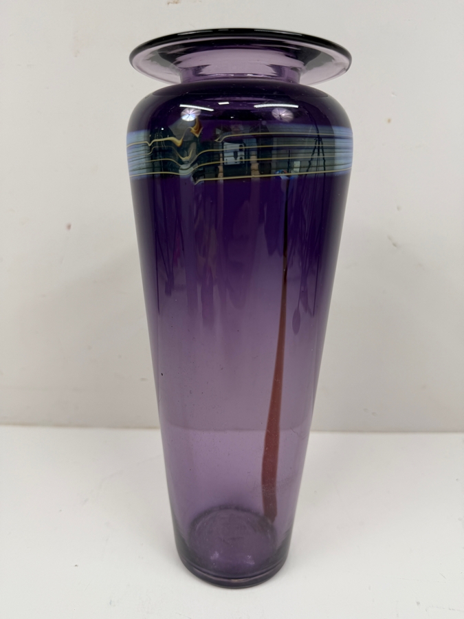 Robert Wynne Of Denizen Glass Design Studio Purple Art Glass Vase 10'H [Photo 4]