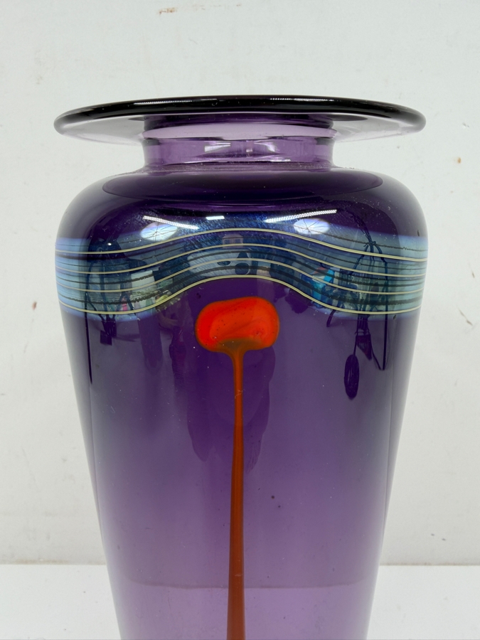 Robert Wynne Of Denizen Glass Design Studio Purple Art Glass Vase 10'H [Photo 3]