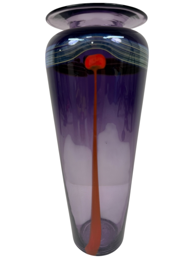 Robert Wynne Of Denizen Glass Design Studio Purple Art Glass Vase 10'H